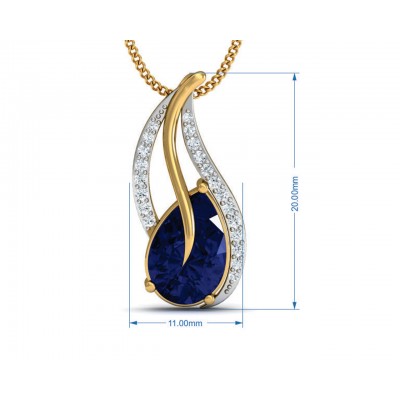 Sary Blue sapphire & diamond pendant, ring & earring set in gold